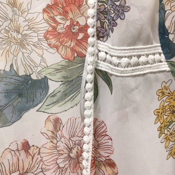 Womens Emory Park Open Front Kimono Floral Short Sleeves - Picture 7 of 8